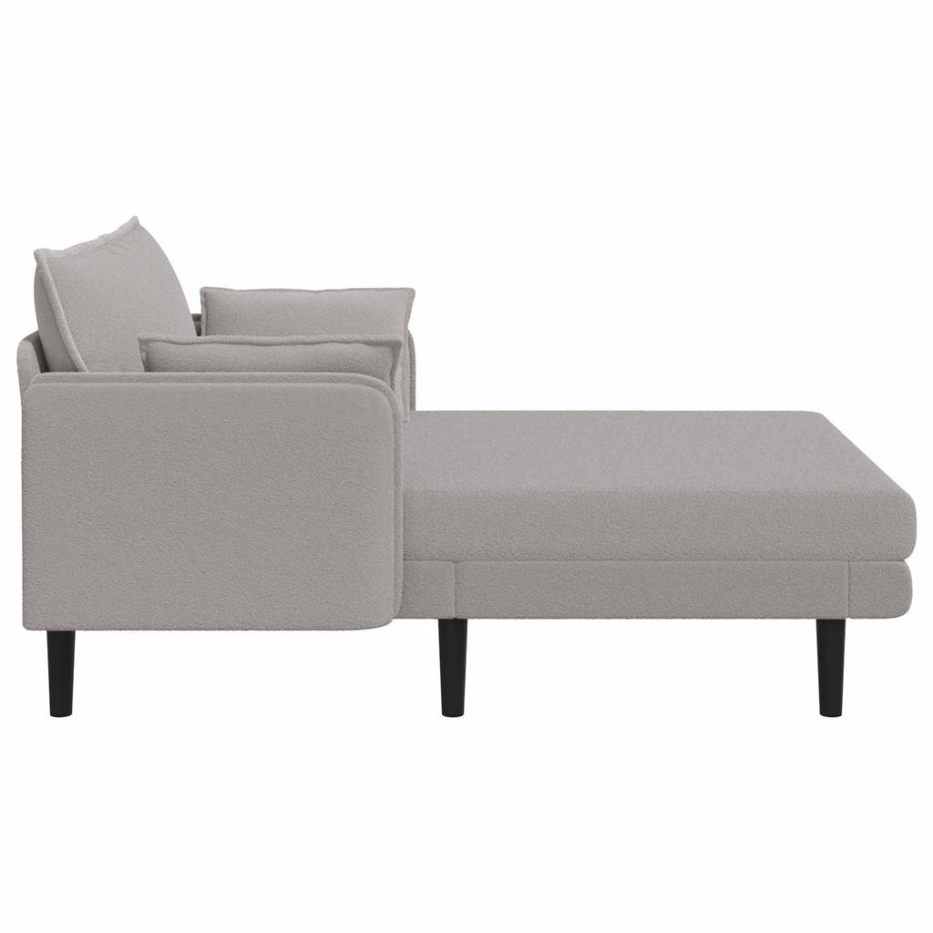 Large Chaise Lounge Light Gray Boucle