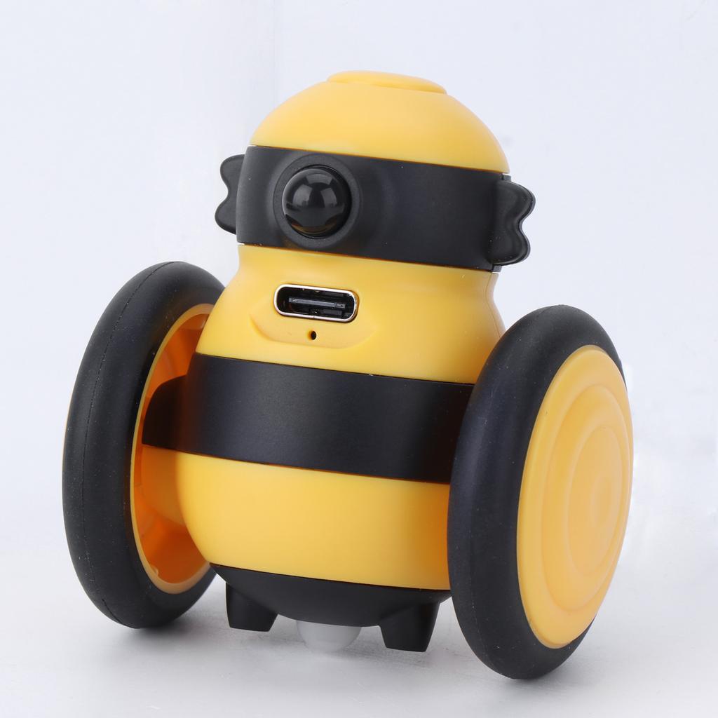 Moving Feather Toy for Pet Cat Feather Play and Catch Cartoon Bee Shaped Feather Toy Moving Play-Catch Vehicle Toy