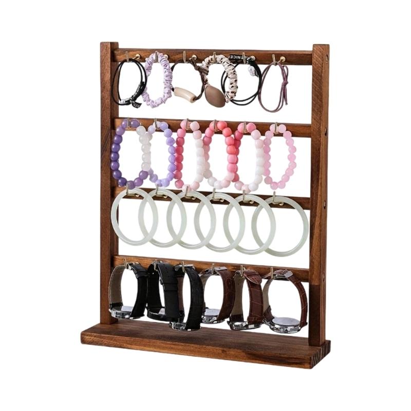 Wooden Jewelry Display Stand For Earrings Necklaces Keychains And Pendants With Natural Finish For Home Or Store Presentation