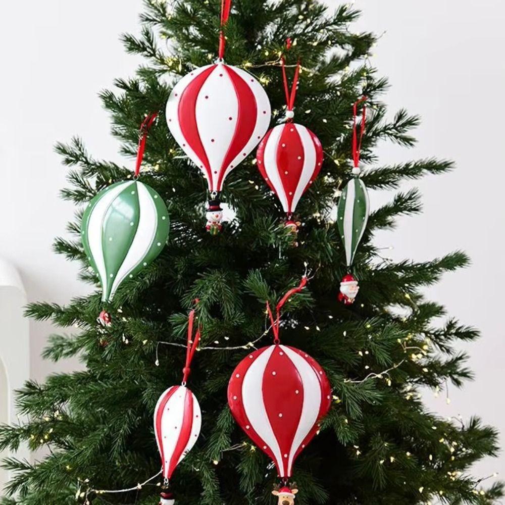 Iron Hot Air Balloon Ornament Red Green White Christmas Tree Accent Christmas Tree