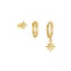 Trendy Stainless Steel Round Star Dangle Earrings Set for Women Punk Unisex Rock Earring Jewelry