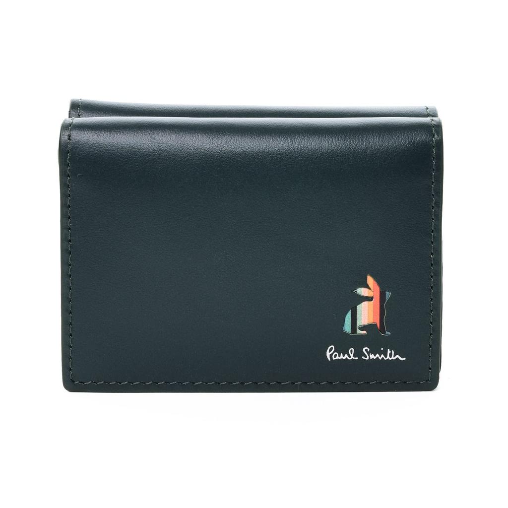 Paul Smith Personalized Mini Marquetry Stripe Rabbit Small Coin Cowhide 873920 Dark Tri-fold Wallet, Wallet, Pattern, Purse, Leather, P654/BPS654 (No