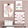 Fashion Pink Flower Perfume Eyelash Lip Makeup Poster Print Girl's Room Canvas Painting Wall Art Picture for Beauty Salon Decor