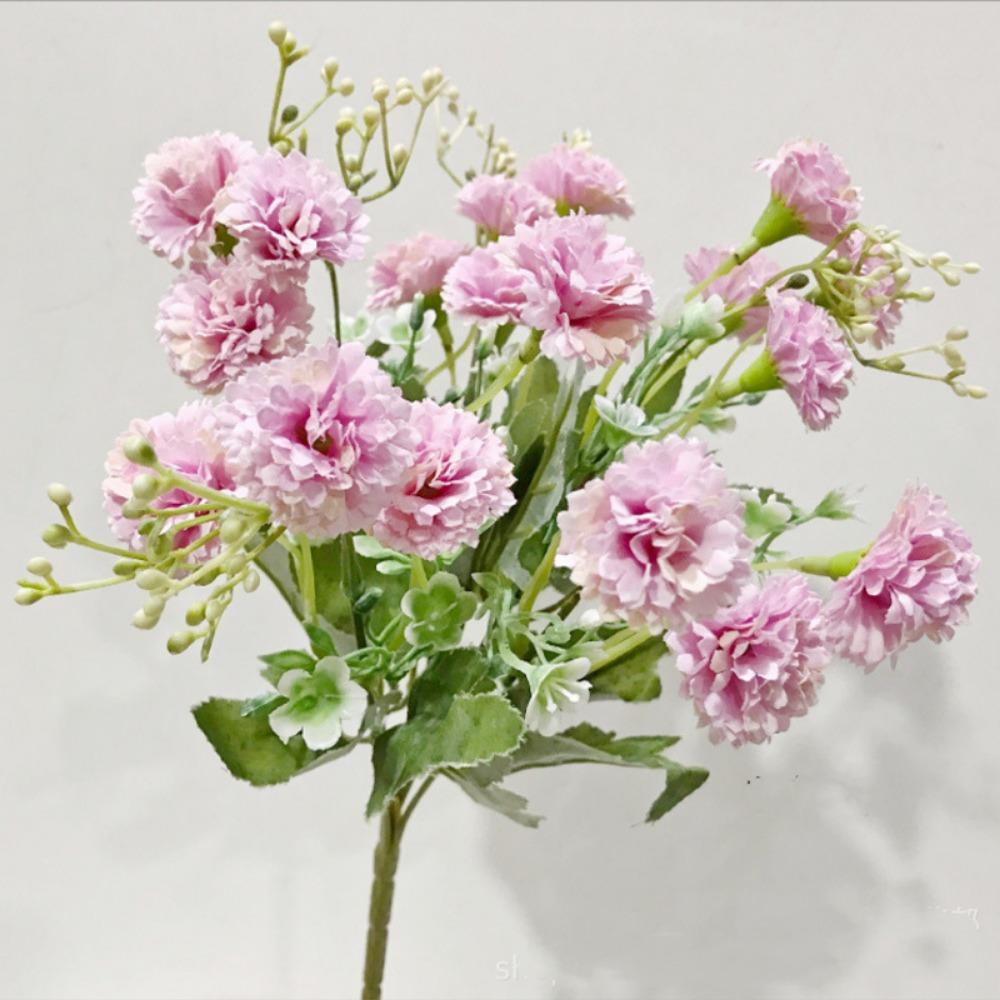 20-Branch Simulated Carnations Artificial Flowers Tassels Silk Plastic Realistic Carnation for Bouquet Home Decor