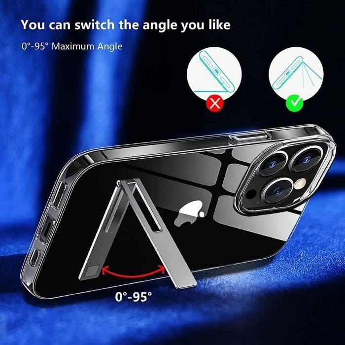 Coque TPU pour iPhone 16 Pro Max - Protection Antichoc Transparent avec Support Argenté