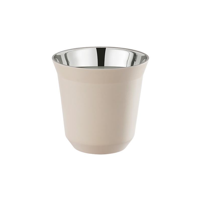 1PCS 80ml New Simple Flat Bottom Cup Stainless Steel Double-layer Inner Tank Capsule Coffee Cup High-grade Solid Color Water Cup