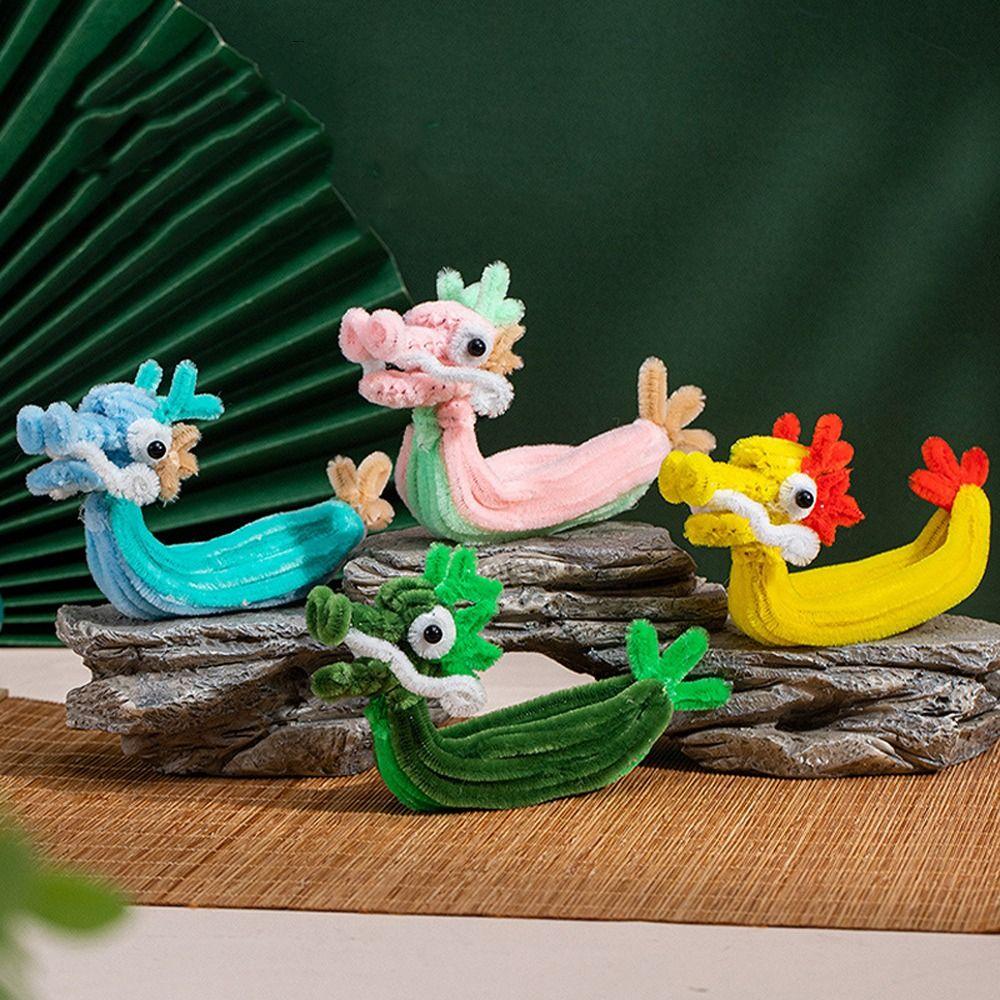 Ručně vyráběné hračky dračí lodě v čínském stylu Kreslená loď DIY Materiálový balíček Festival dračích lodí