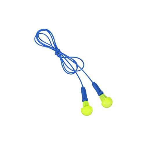 3M E.A.R Push-Ins Earplugs, Corded, 28NRR, Yellow/Blue