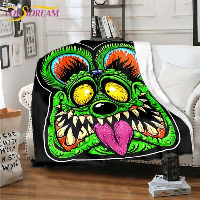 Rat Fink Blanket Throw Blanket Couch Quilt Cover Travel Bedding Throw Blanket Flannel Blanket Bedspread Blankets for Beds