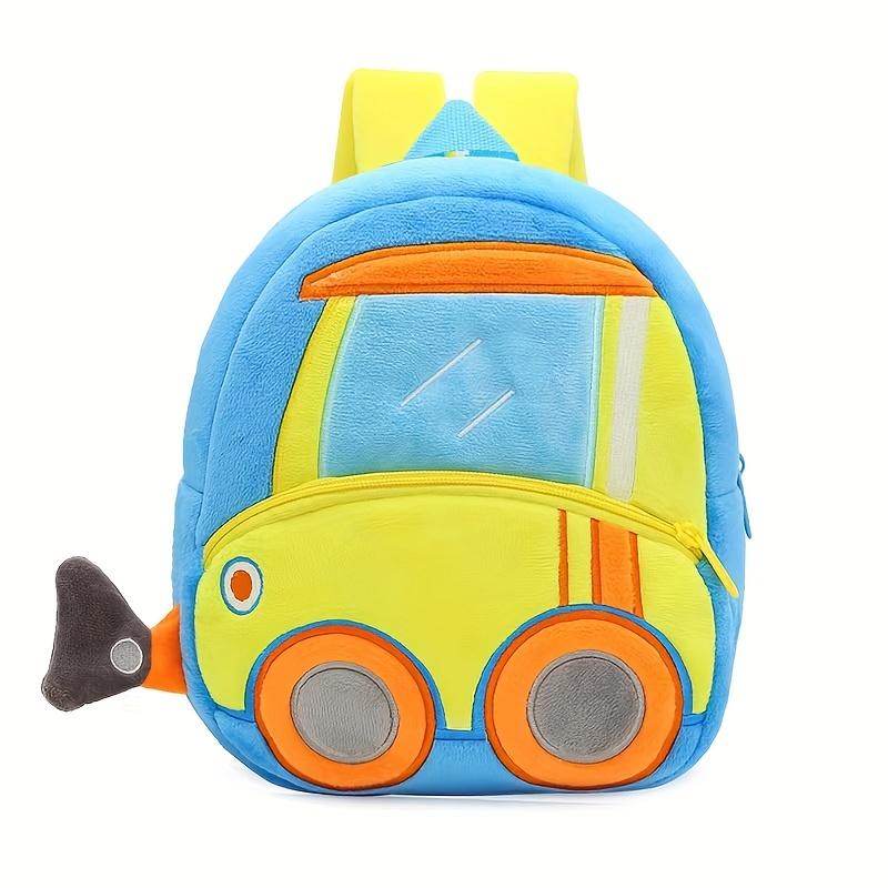 Cartoon Plush Kid Backpack Engineering Vehicles Kindergarten Schoolbag Baby Toddler Backpack 3D Excavator Tractor Backpack
