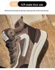 Spring/Summer 2025 Women's Colorblock Genuine Leather High-Top Sneakers - Thick Sole, Fleece-Lined, Casual Lace-Up in Trend