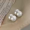 Real 925 Silver Matte Surface Arc Pearl Stud Earrings For Women Classic Fine Jewelry Exquisite Accessories