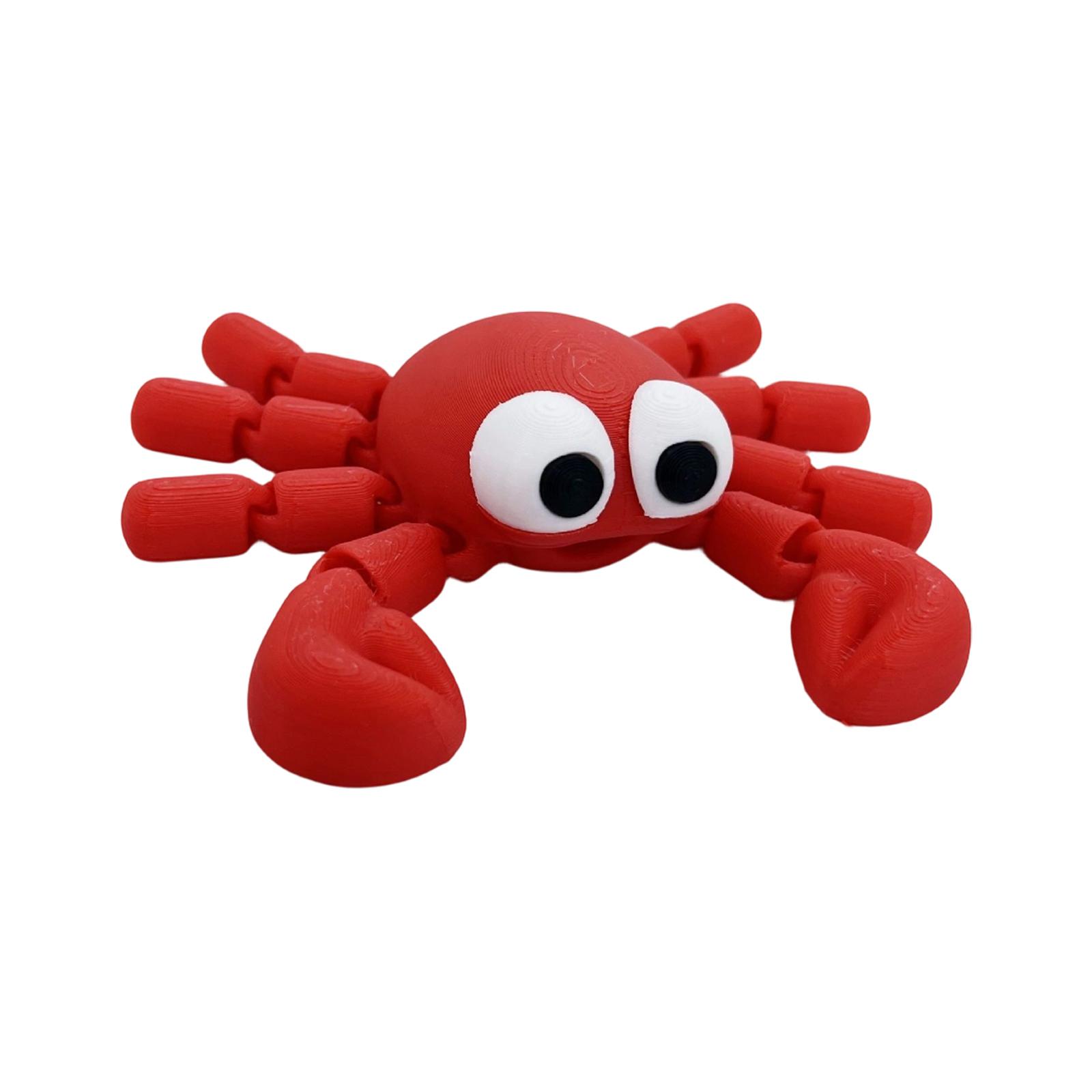 3D Printed Crab Movable Model Figurine Toy Ornament One Size красный
