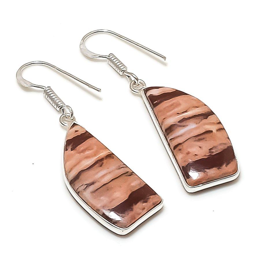 Натуральный Камень Яшма Капучино Серьга из Серебра 925 Пробы 1,81  AE-11676