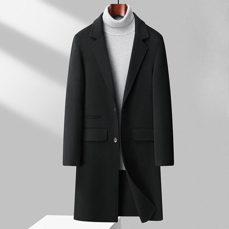 

Пальто мужское молодежное осенне-зимнее пальто из 100 шерсти, тренчкот, мужское среднее и длинное кашемировое пальто XXXXL