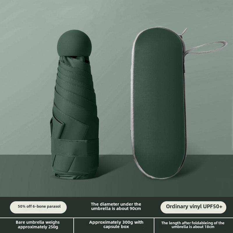 Compact Dual-Use Capsule Umbrella: Portable, Foldable, Lightweight, Sun & Rain Protection