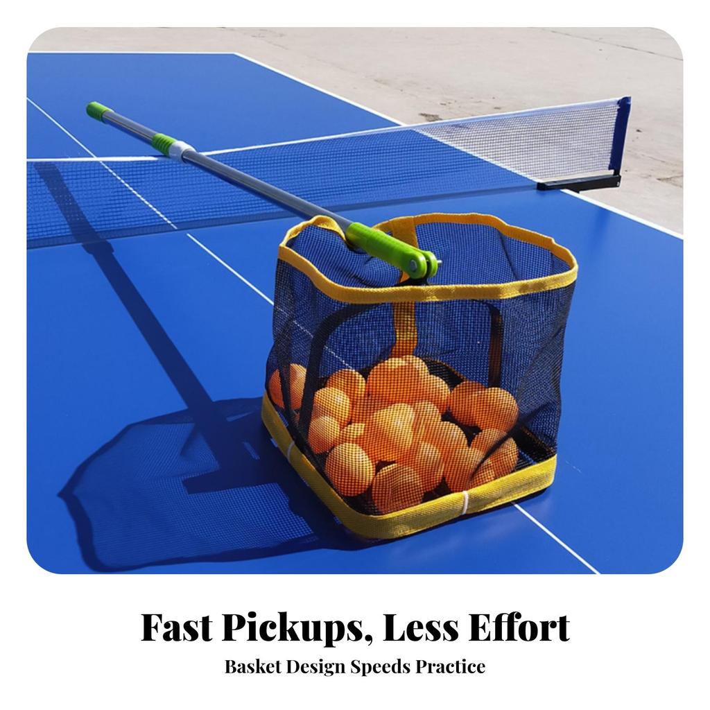 Table Tennis Ball Picker with Mesh Net Basket Easy to Carry for Players, Coaches