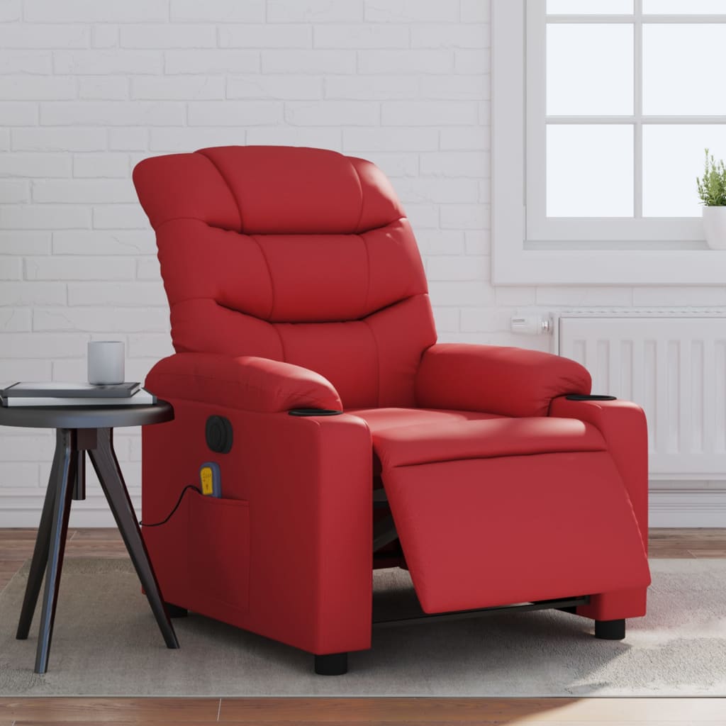 Vidaxl Foldable Massage Armchair, Electric, Red, Eco-leather