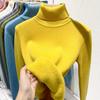 One Piece Velvet High Neck Sweater with Thickened Velvet for Women, Autumn and Winter New Warm Long Sleeved Base Sweater