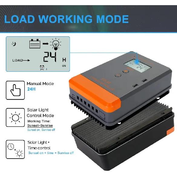 Contrôleur de Charge Solaire MPPT 20A 30A 40A 12V 24V Auto Affichage LCD Régulateur Solaire Convient pour Batteries AGM Gel Inondées et Lithium