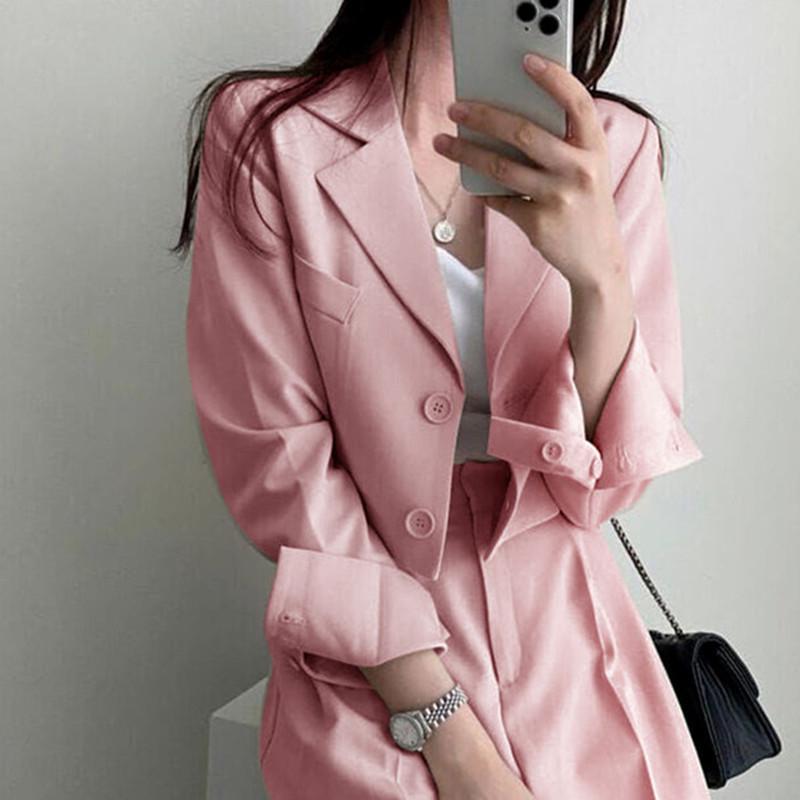 Women's Khaki Summer Suit Set: High Waist, Slimming Straight-Leg Pants, Professional Slim Fit, Versatile Temperament
