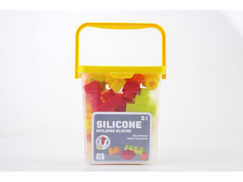 Silicone Teething Building Blocks for Babies - Chewable, Large Pieces, Early Education Toy for 6+ Months