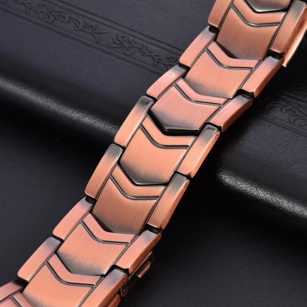 Vintage Red Copper Magnetic Therapy Bracelet for Men Cross Design Negative Ion Fashion Health Bracelet