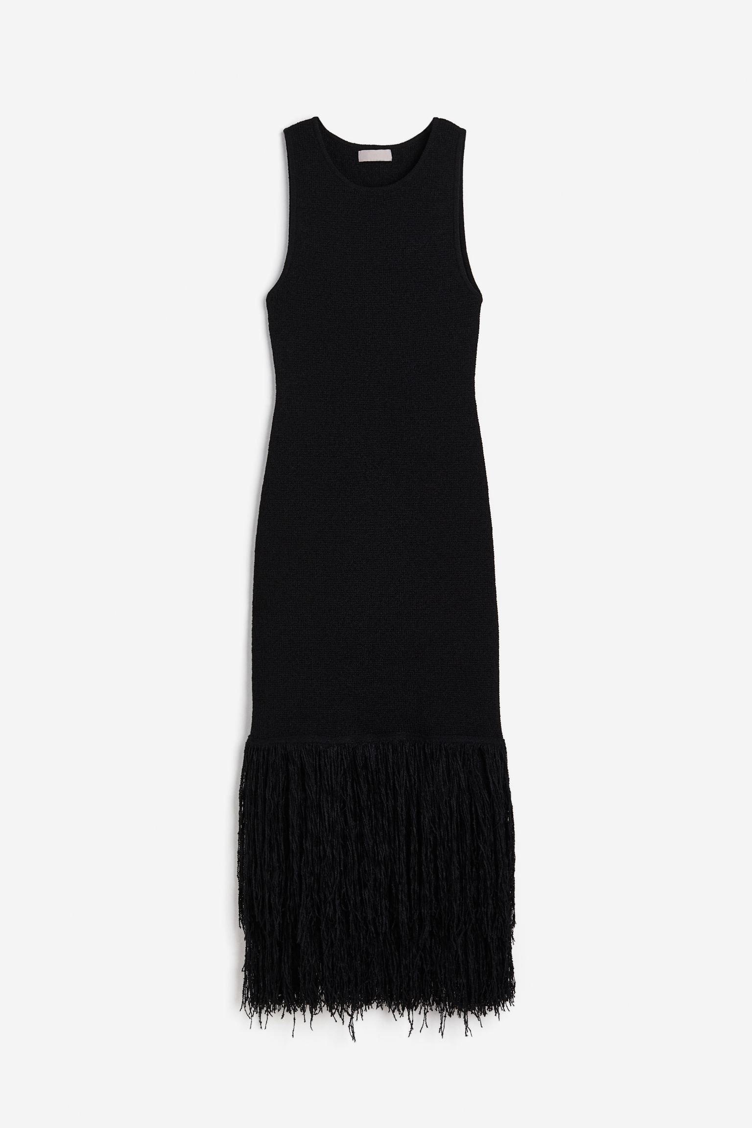 

Fringe-trimmed knitted dress