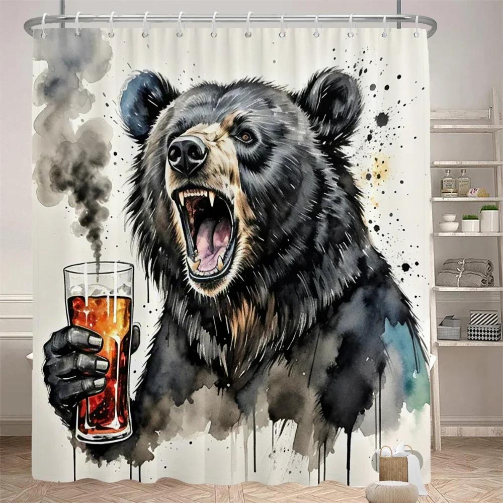 Zabawna zasłona prysznicowa zasłona działowa do łazienki tkanina z nadrukiem Zabawny i kreatywny zwierzęcy Dekoracyjna zasłona z haczykami