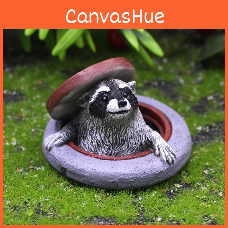 Under Raccoon Figurine The Manhole Cover Creative Resin Ornament For Landscape