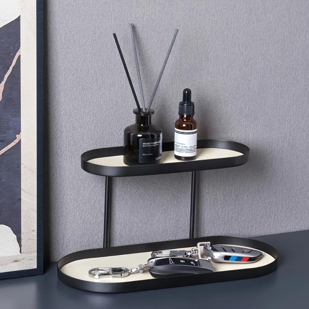 Perfume Organizer Rack Double Layer Rustproof Strudy Showcase Rack Livingroom Decoration Nordic Perfume Cosmetic Organizer Shelf