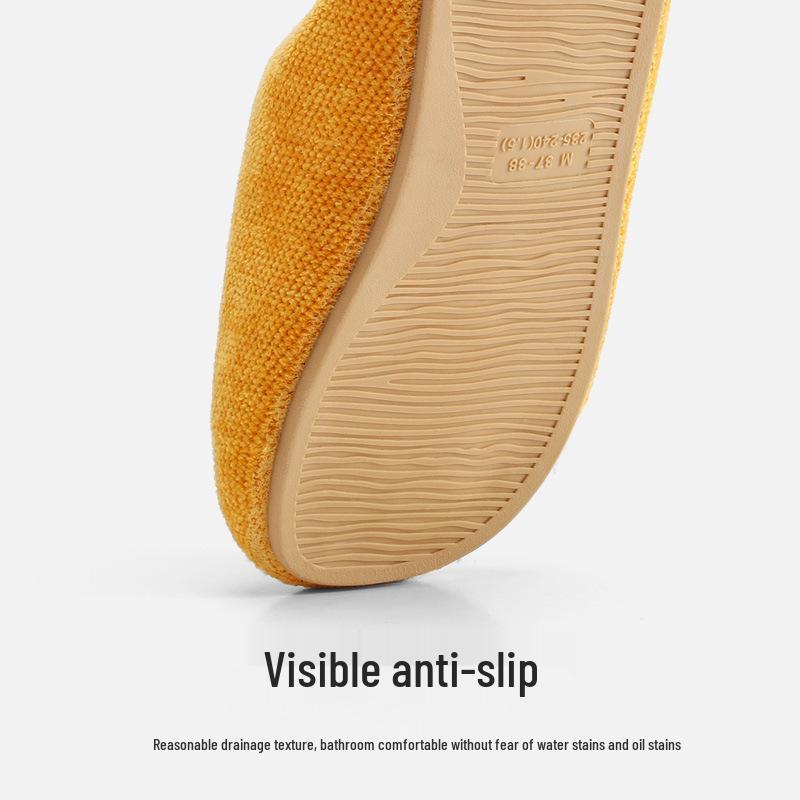 Chenille Men's Indoor Half-Covered Heel Non-Slip Cotton Slippers for Couples