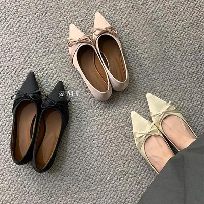 Fashion Bailamos Spring New Women Flats Fashion Pointed Toe Shallow Slip On Dress Shoes Low Heel Single Shoes Ballet Shoes Mujer