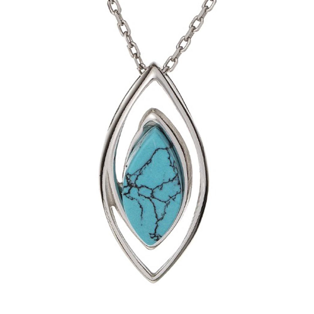Les Trésors De Lily [R5609] - Pendentif Argent artisanal 'Meghan' turquoise argenté (rhodié) - 19x8 mm