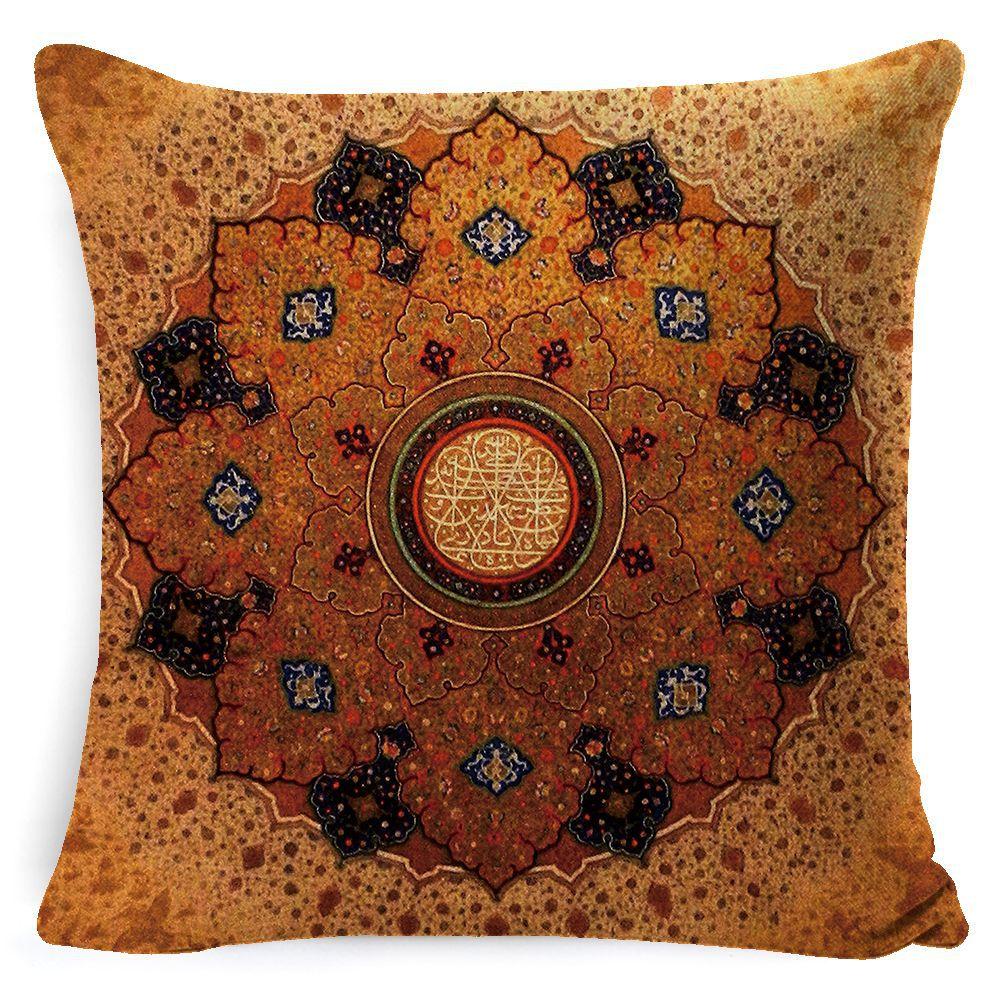 Bohemian Mandala Bedside Sofa Cushion American Vintage Linen Throw Pillow Cover