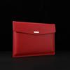 Waterproof Red Leather A4 File Bag, Snap Button Document & Contract Storage