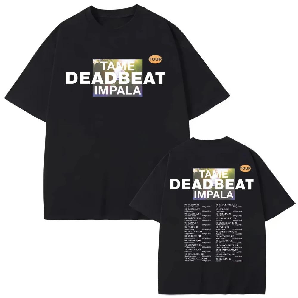 

Unisex Women Summer Casual Loose Cotton T Shirts Tame Impala Tour 2026 Merch Tshirts Unisexs Women Fashion Rock Short Sleeve Tshirt S