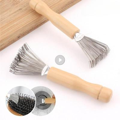 1 Stück Haarbürstenreiniger, Mini-Schmutzentferner, für Zuhause, Reisen, Salon, Rechen mit Metalldraht, tragbarer Kamm, Bürste, Holzgriff, Reinigungswerkzeuge