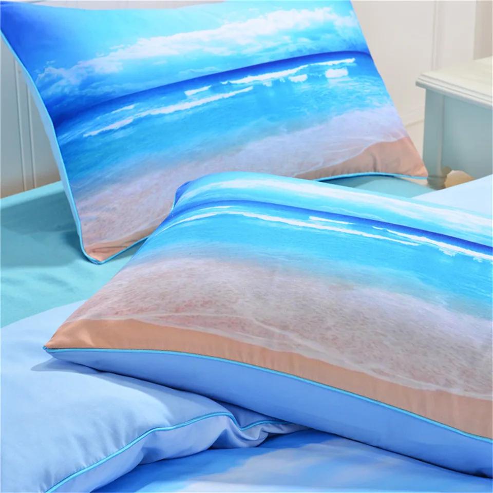 Home Soft Duvet Cover Sets Beding Set Hot Printed Blue Ocean 2/3 Pcs Set Pilowcases featuring Soft Duvet Cover King-Sized Dimensionsd Dimensions Drop