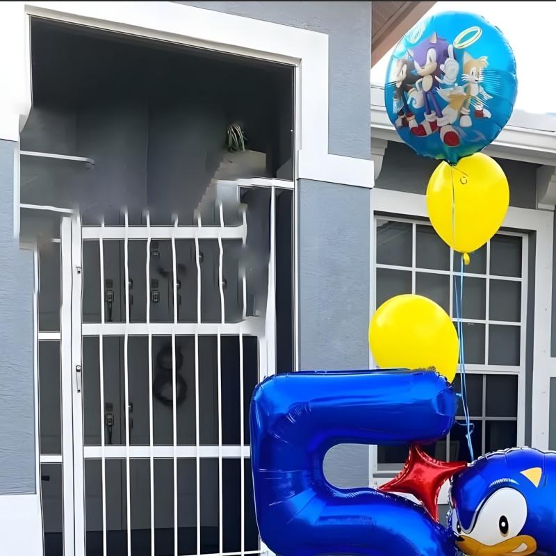 35-Piece Sonic the Hedgehog Cartoon Character Boys’ Balloon Kit – Number Combo Foil Balloons for Birthday Party, Baby Gift