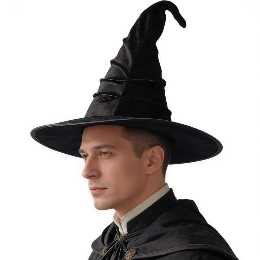 Gefalteter Lolita Hexenhut Großer Rand Damen Zaubererhut Party Kopfschmuck Halloween Hut Damen