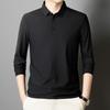 Autumn Ice Silk Markless Long-sleeved T-shirt Men's POLO Shirt New Solid Color Lapel Top