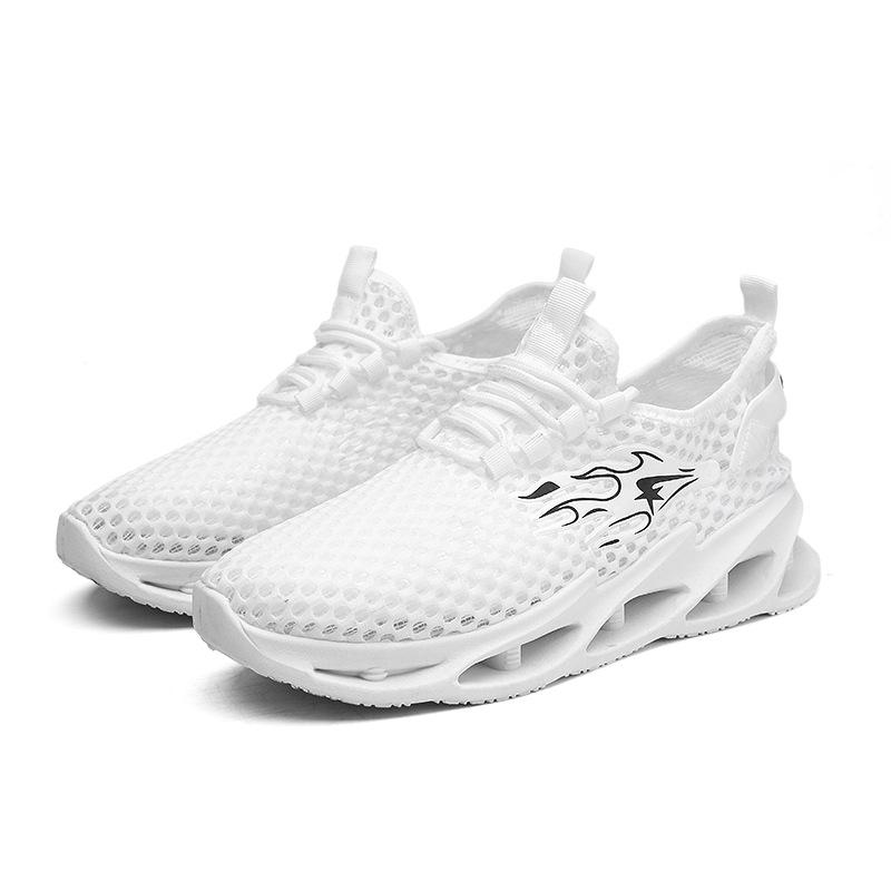 Summer Breathable Hollow Mesh Sports Shoes Men's Soft Sole Lightweight Casual Running Shoes Deodorant Single Net Shoes Trendy Brand