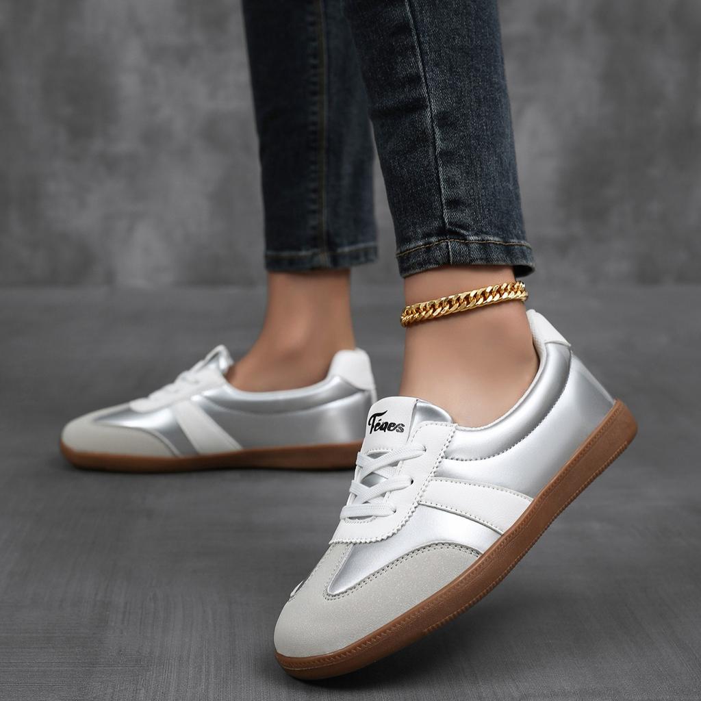 Women's Retro Casual Sneakers PU Leather Non-slip Sports Shoes Soft Sole Non-slip Footwear for Walking Traveling