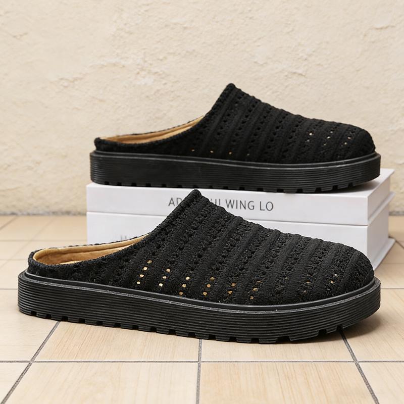 Men'S Casual Slip On Slippers Summer Soft-Sole Breathable Lightweight Outdoor Walking Shoes Fashion Youth Sports Half Slippers