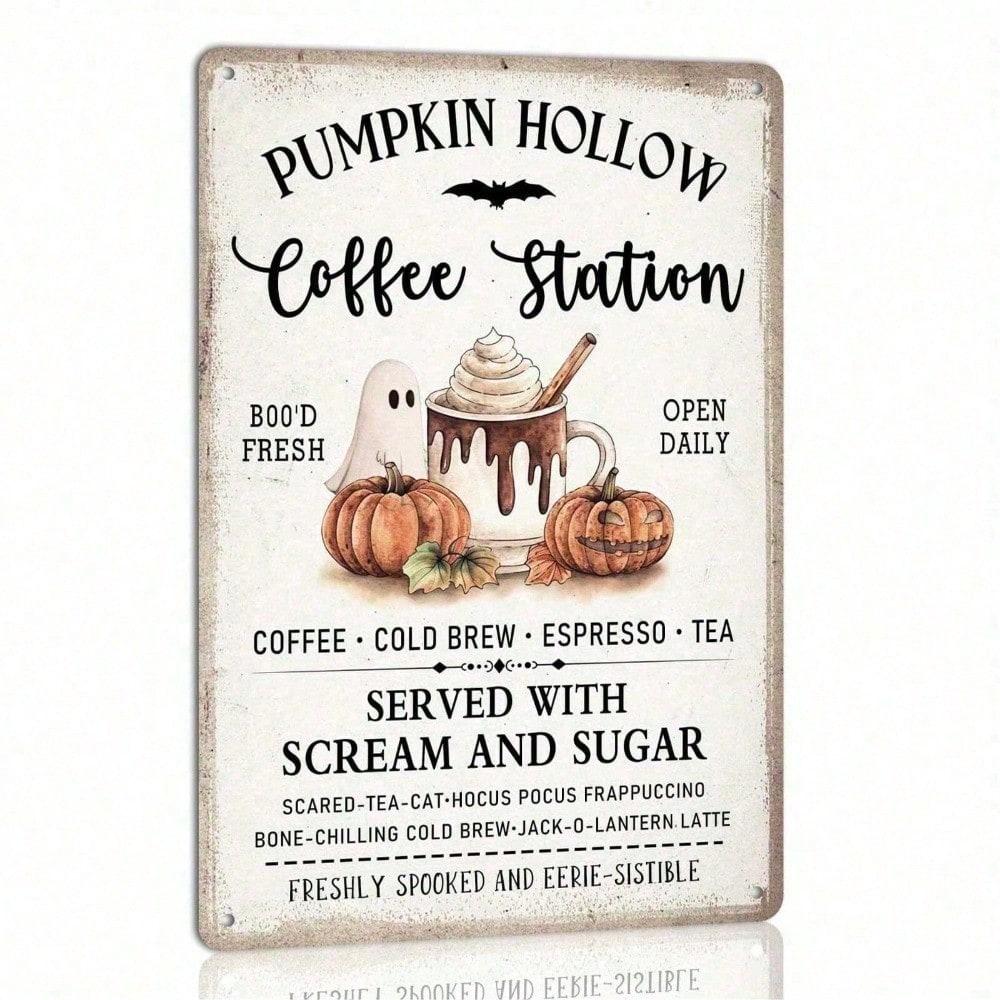 Vintage Halloween Pumpkin Metal Tin Sign Farmhouse Kitchen Wall Decor 8x12 Inch 20x30cm разноцветный