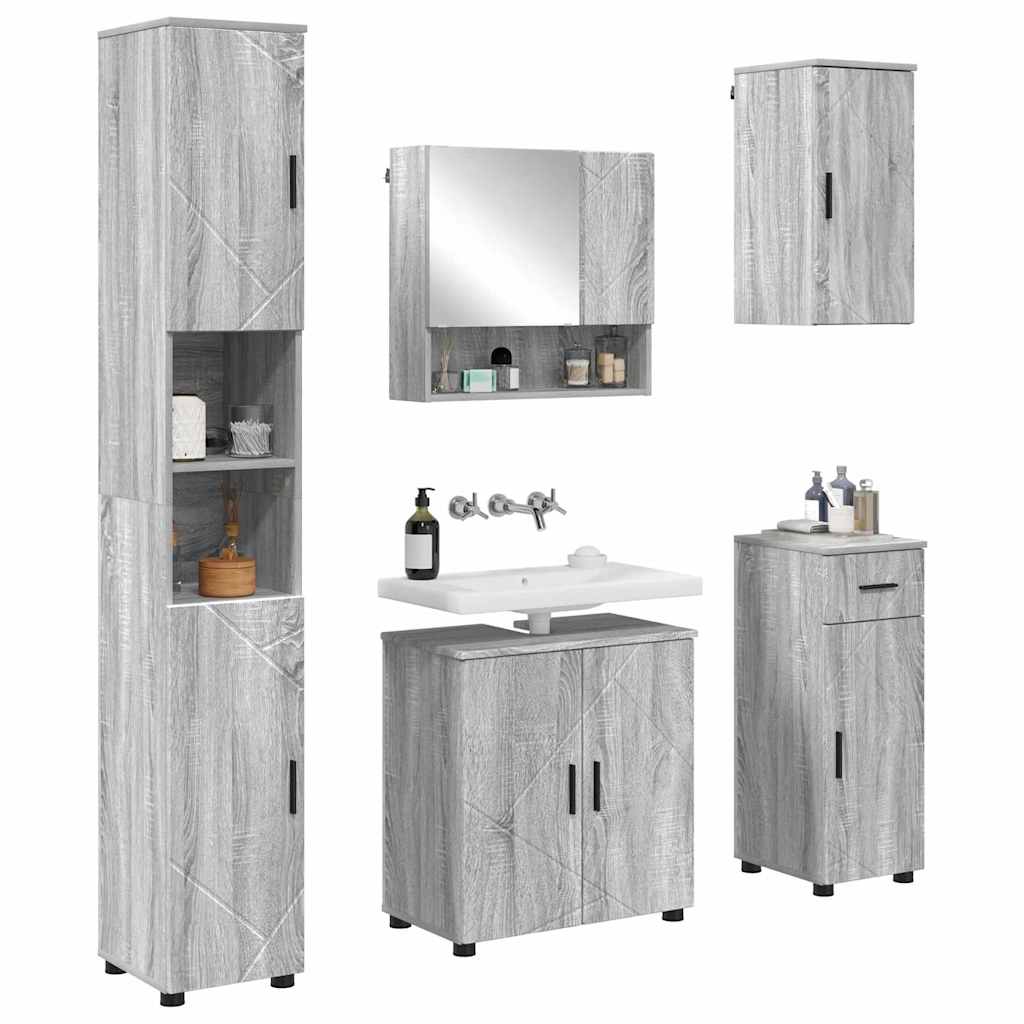 Bathroom Furniture Set 5 Pieces Grey Sonoma 61 X 35 X 64 Cm
