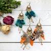 Handmade retro bohemian feather earrings dream catcher elements long fringed earrings temperament women's earrings