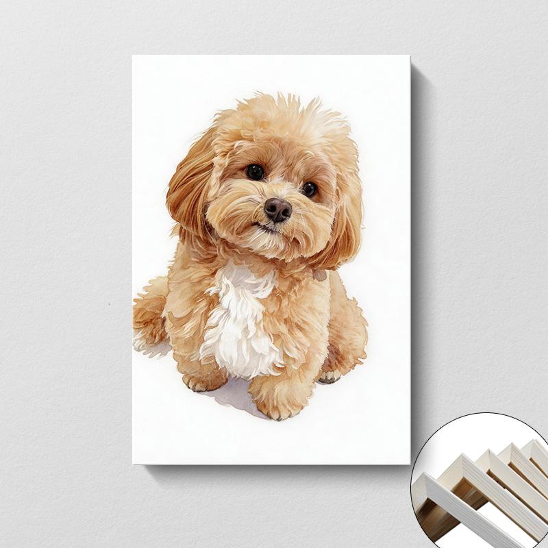 Custom Decorative Cute Dog Teddy Frameless Wall Painting for Living Room or Bedroom