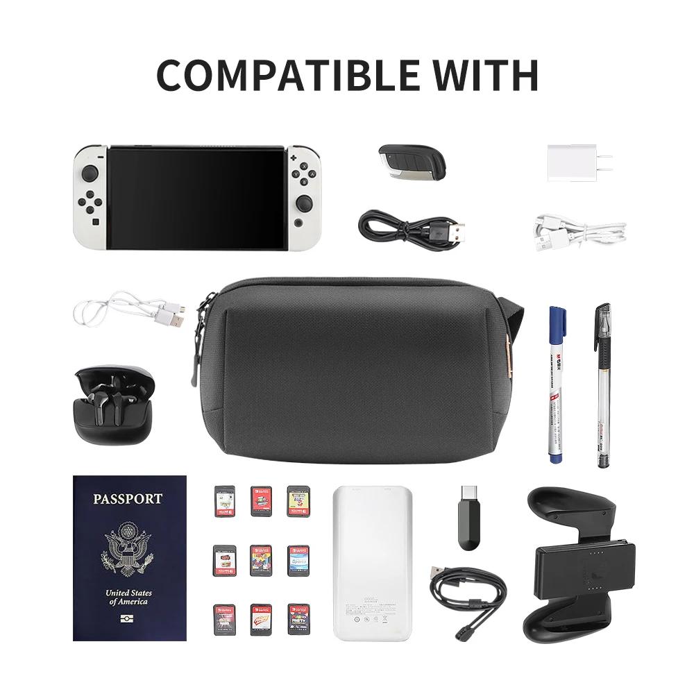 

XFJI USB Charger Carrying Case Cable Organizer Pen Storage Bag Waterproof Data Line Travel Hangbag Portable Electronic Organizer